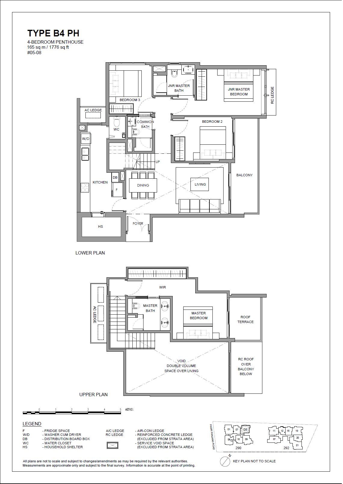 Floor plan of The Hillshore type B4 PH, 4-Bedroom, 1,776 sq ft